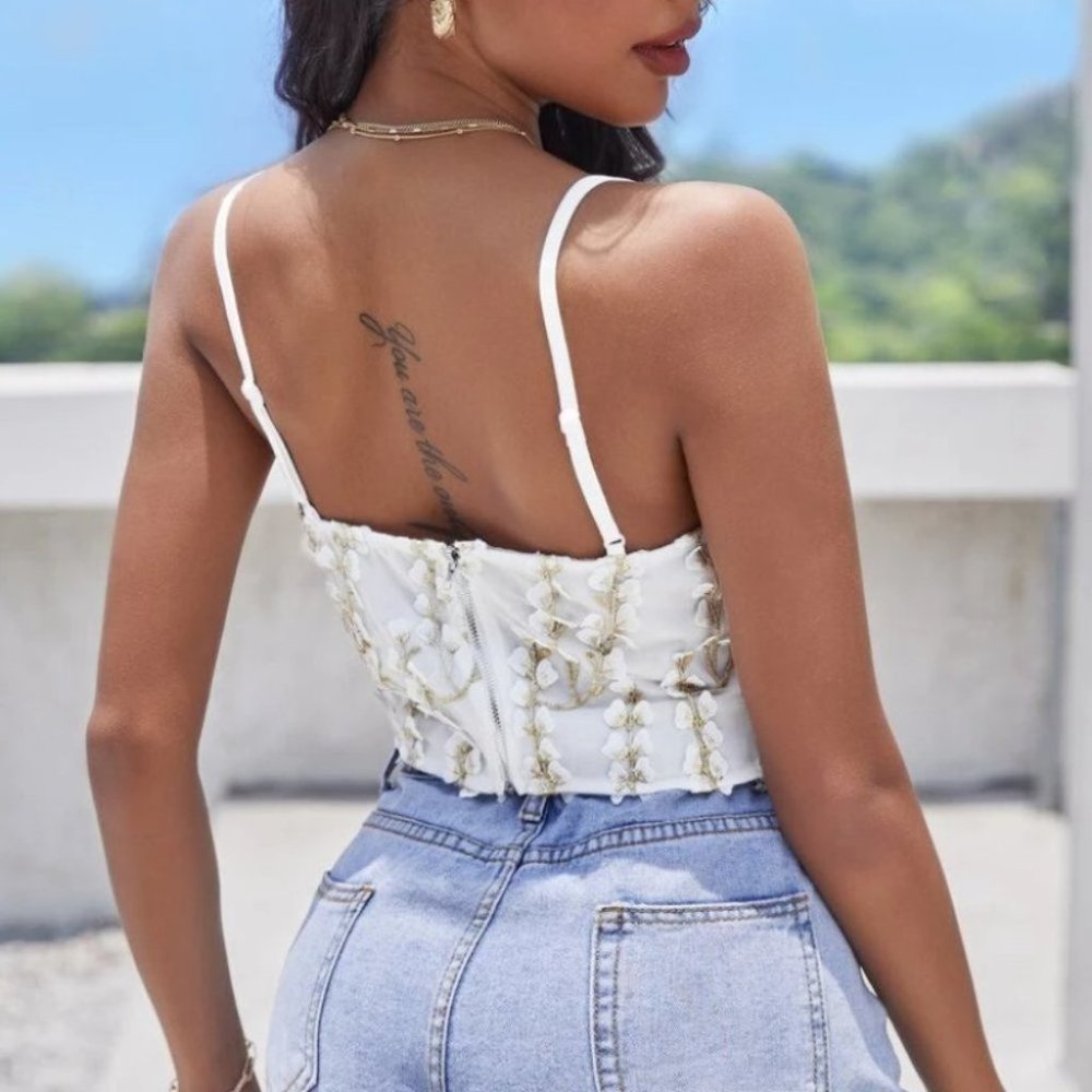 Embroidery Bustier Cami Top - Picture 4 of 6